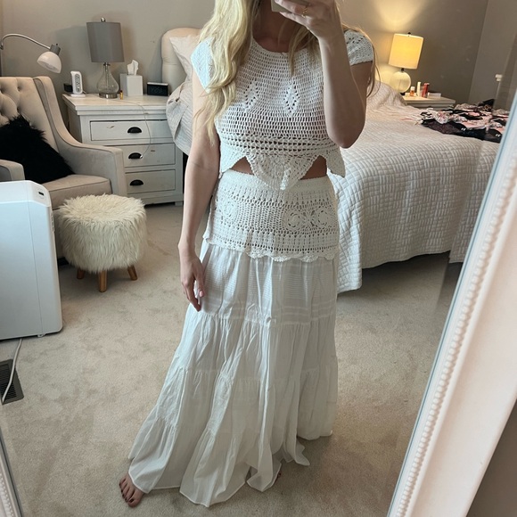 Free People White Crochet Maxi Skirt - Picture 2 of 4